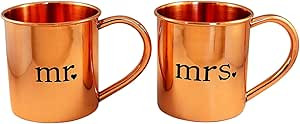 Alchemade 100% Pure Copper Mr. & Mrs. Moscow Mule Mug Set of 2 14Oz Original Copper Engagement Mu... | Amazon (US)