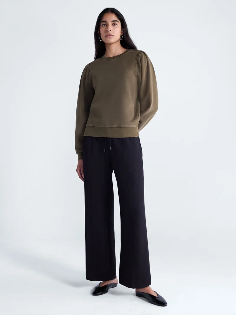 Scoop Women\u2019s and Women's Plus Pleat Shoulder Sweatshirt, Sizes XS-4X | Walmart (US)