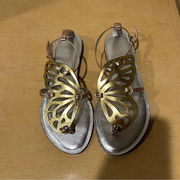 Sophia Webster talulah cutout butterfly silver/gold women’s thongs size 37.5 | Poshmark