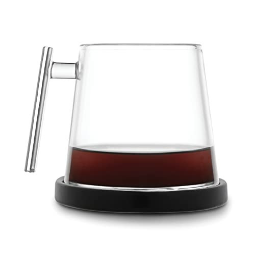Pure Over Signature Borosilicate Glass Mug - Holds 14 oz - Includes Ceramic Coaster - Modern Design with Ergonomic Handle - Perfect for Hot & Iced Coffee, Latte, Cappuccino, Tea, Hot Chocolate | Amazon (US)