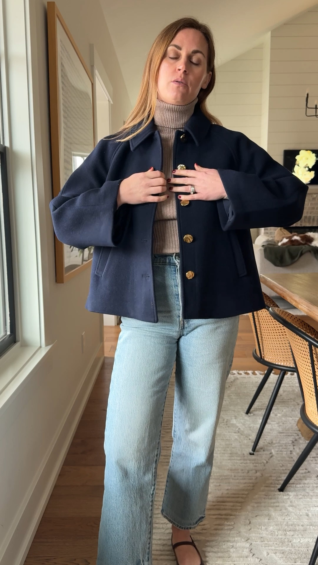 Jacket size XS
Jeans size 26
Top size smalll

#LTKSeasonal #LTKootd #LTKOver40