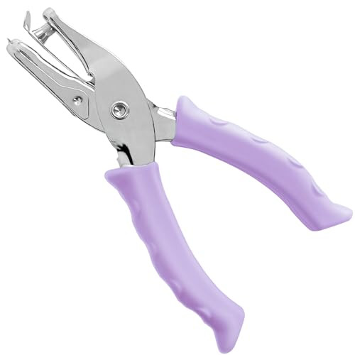 Single Hole Punch 1/4” Hole Puncher for Crafts, One Hole Paper Punch with Soft Grip Handle, Small Hole Punch for Kids and Adults, Purple | Amazon (US)