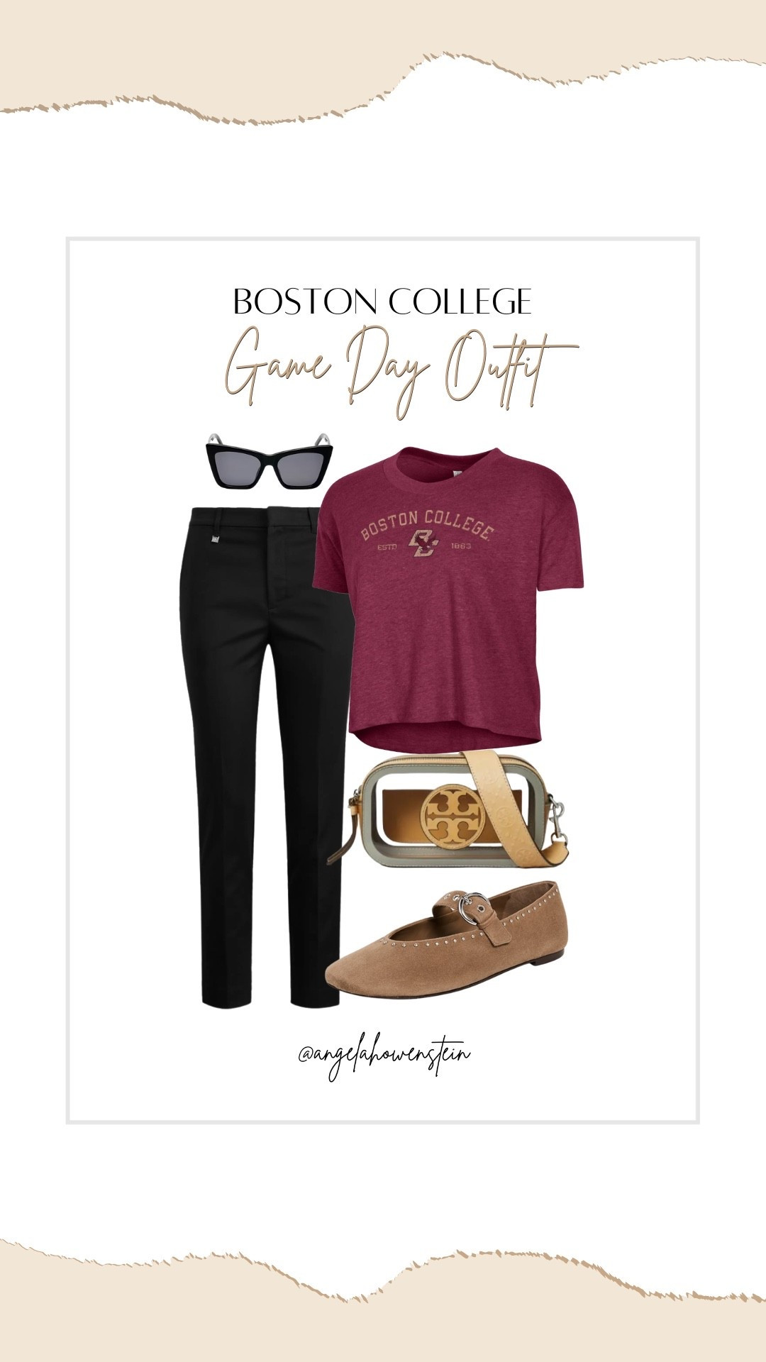 Cheering on the Eagles in true BC style! 🦅 A polished game day look with comfy flats, chic sunnies, and a clear bag that’s stadium approved. Casual but elevated—just how I like it.

#GameDay #BostonCollege #CollegeOOTD #LTKFinds #LTKFallStyle 

#LTKActive #LTKStyleTip #LTKShoeCrush