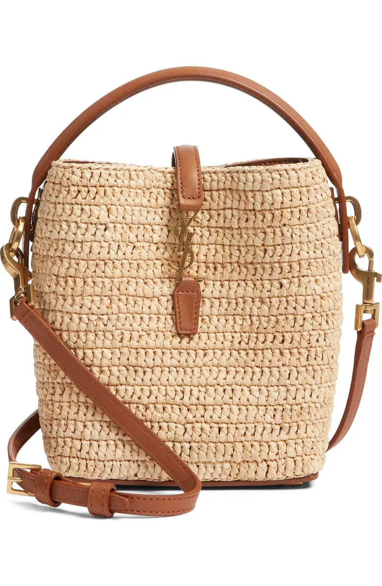 Saint Laurent Mini Le 37 Raffia Bucket Bag | Nordstrom | Nordstrom