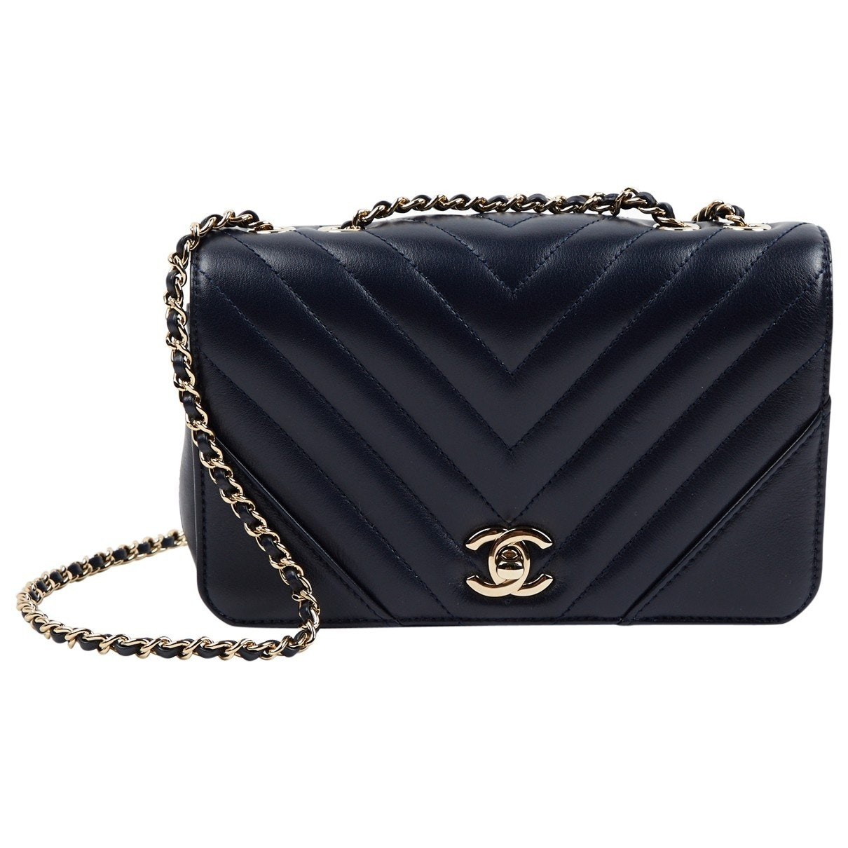 Chanel Navy Leather handbag for Women | Vestiaire Collective (Global)