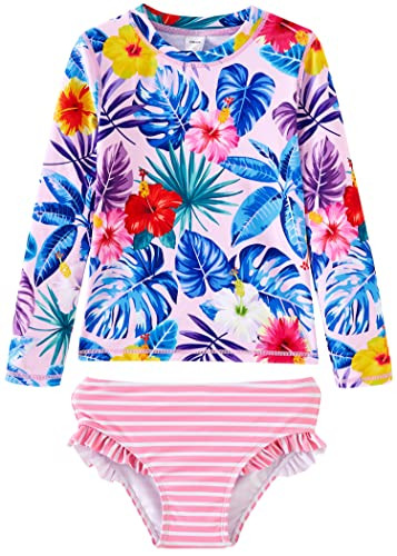 UMELOK Toddler and Little Girls Rash Guard Sets with Bikini Bottoms Swimwear | Amazon (US)