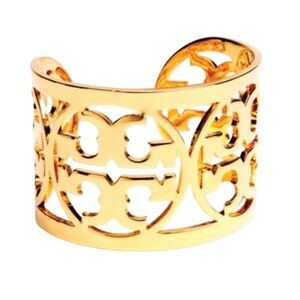TORY BURCH • Gold Reva Wide Logo Cuff Bracelet | Poshmark