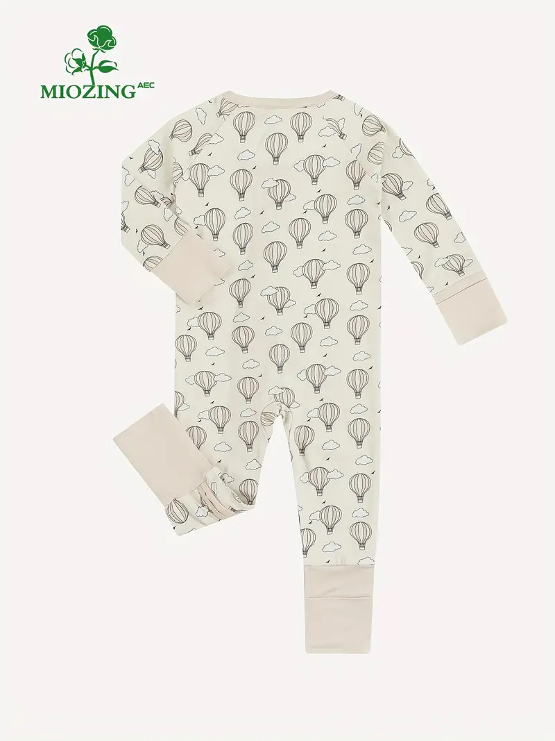 Newborn Baby Girls Bamboo Fiber Cute Hot Air Balloon Print Long Sleeve Zipper Bodysuit | Temu Affiliate Program