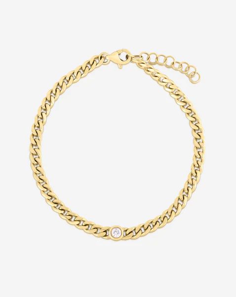 Petite Bezel-Set Diamond Curb Chain Bracelet | Ring Concierge