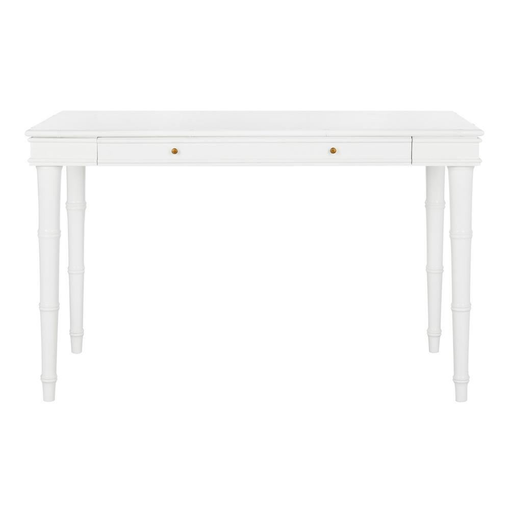 47 in. Rectangular White 1 Drawer Writing Desk with Built-In Storage | The Home Depot
