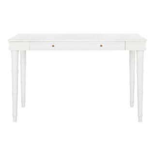 47 in. Rectangular White 1 Drawer Writing Desk with Built-In Storage | The Home Depot
