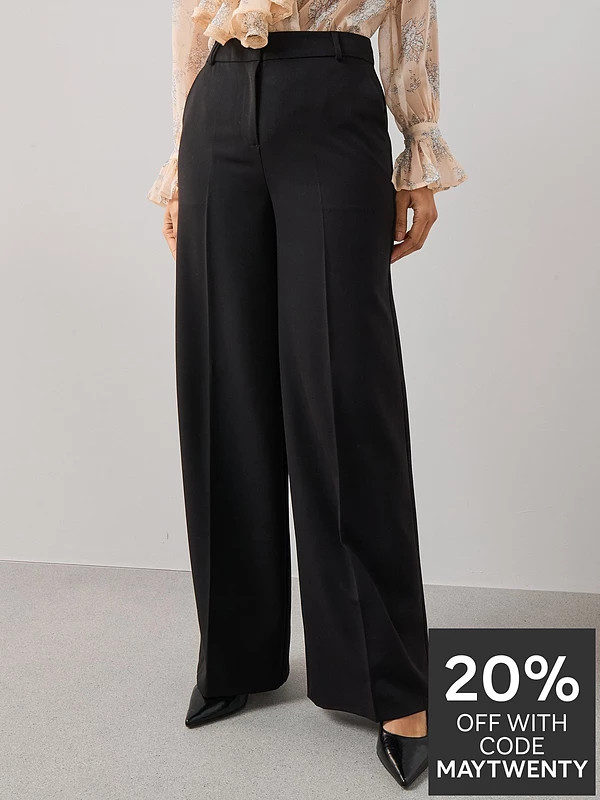 The Very Collection Wide Leg Trousers - Black | Very (UK)