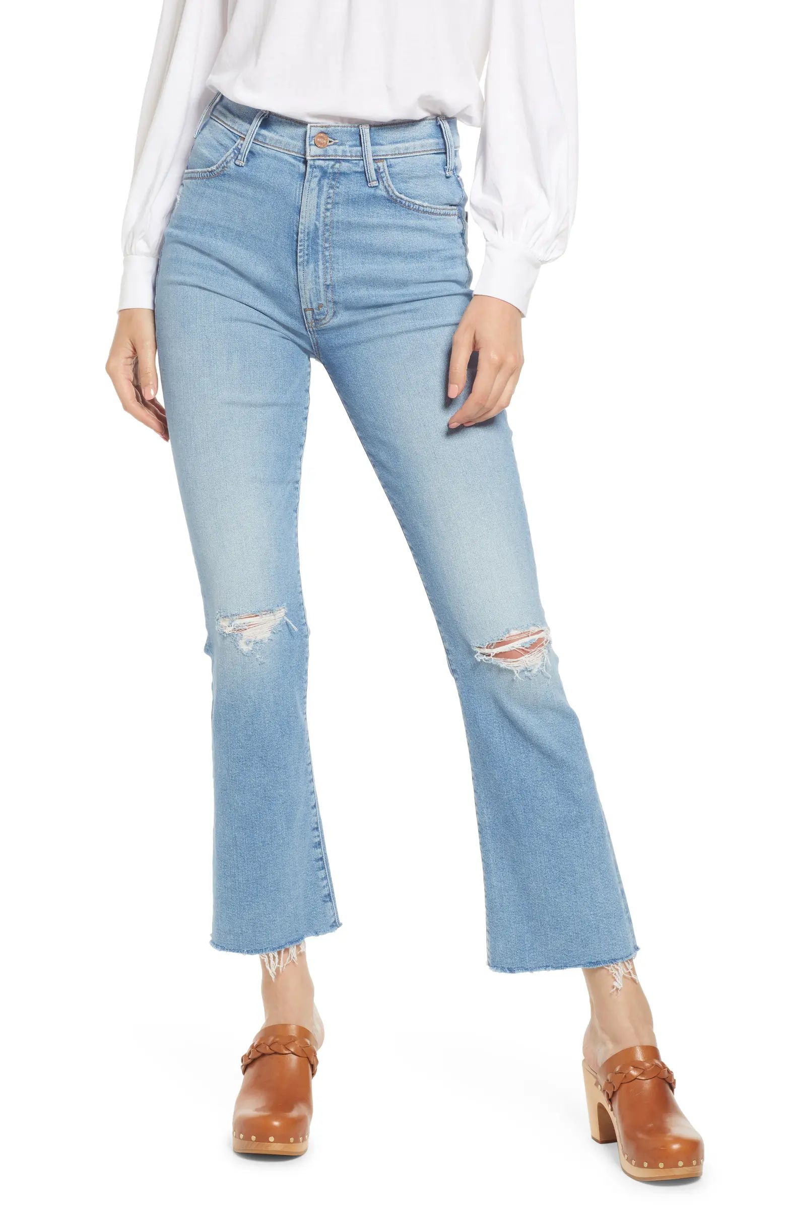 The Hustler Distressed Raw Hem Ankle JeansMOTHER | Nordstrom