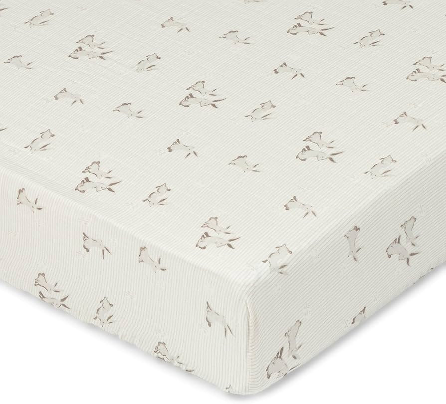 Crane Baby 100% Organic Cotton Bunny Fitted Crib Fitted Sheet, Gender Neutral Crib Sheet, Soft, B... | Amazon (US)