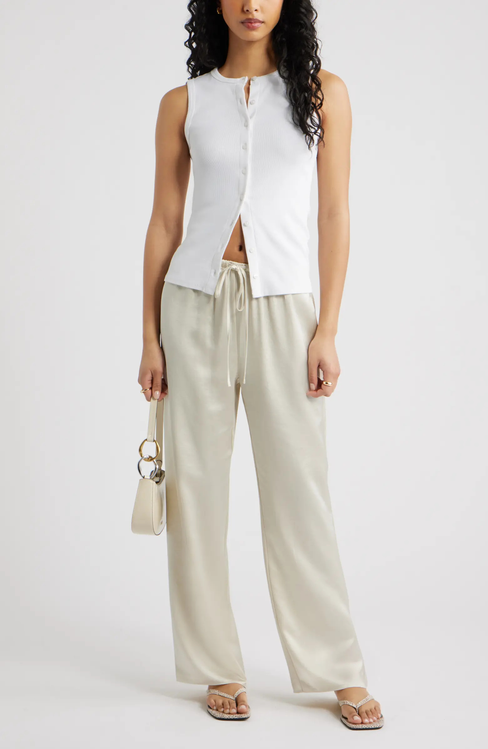 Rib Button-Up Tank | Nordstrom