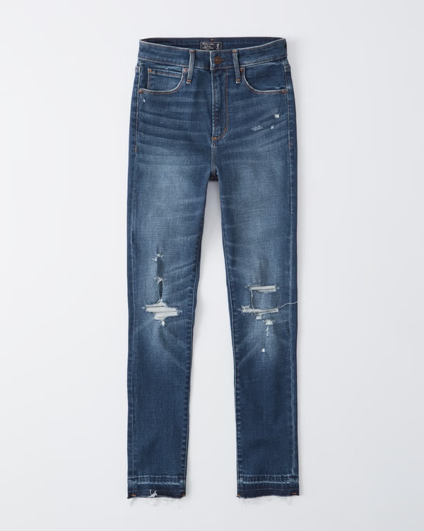 Ripped High Rise Super Skinny Ankle Jeans | Abercrombie & Fitch (US)