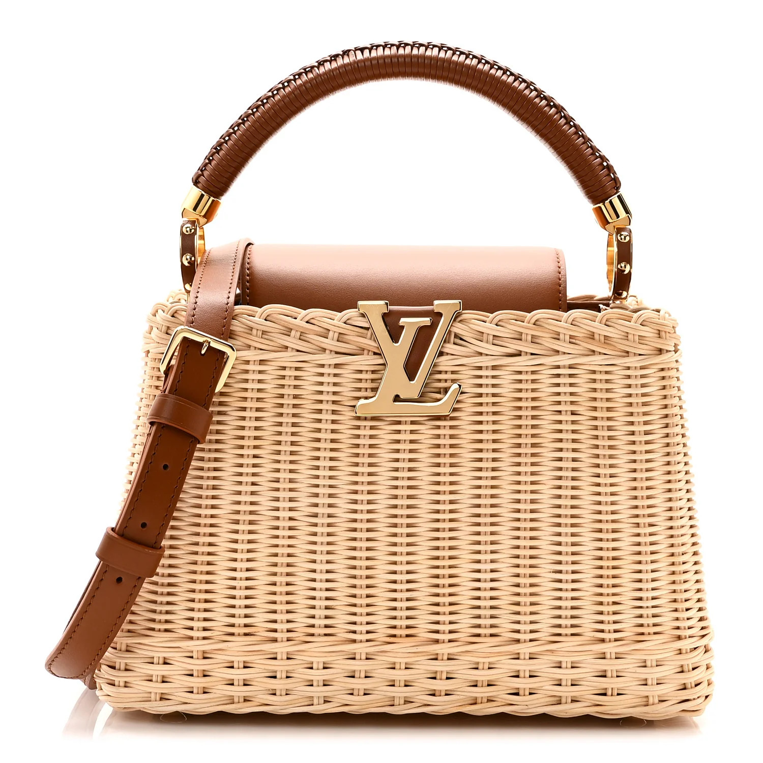 Rattan Calfskin Capucines BB Tan | FASHIONPHILE (US)