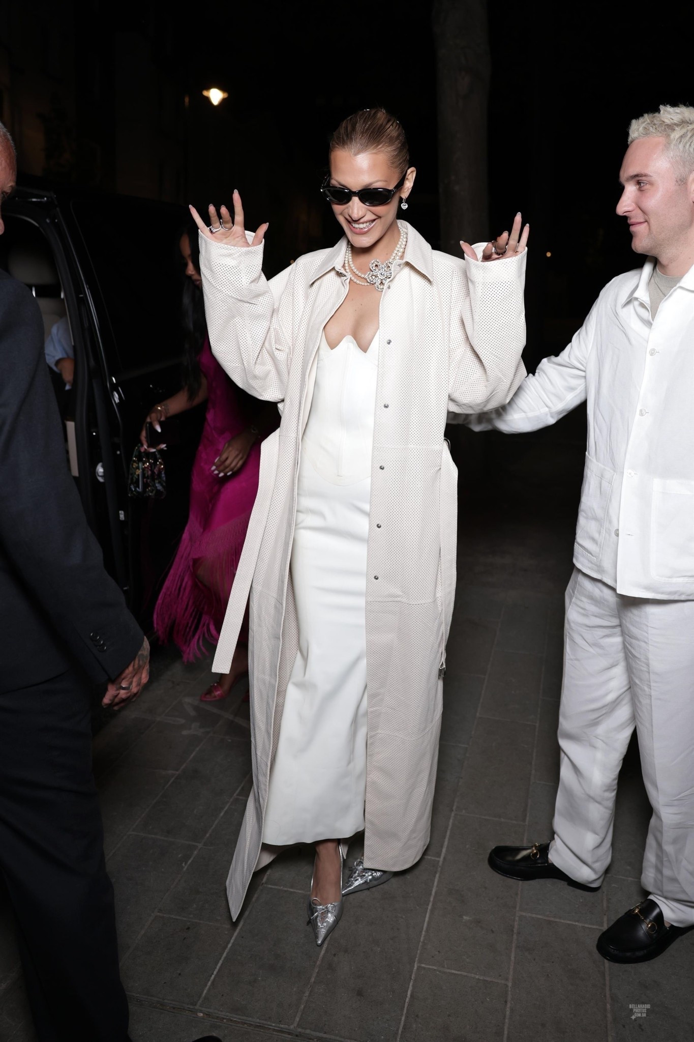 Bella Hadid wore Kylie Jenner’s brand, Khy, to the Orebella UK launch party. She topped it off with a Sportmax trench coat. #bellahadid #bellahadidstyle #bellahadidfashion #bellahadidoutfits #hadidscloset #getthelook 

#LTKstyletip #LTKshoes #LTKdresses