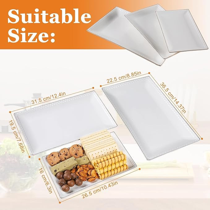 Kassel Ceramic Serving Platter Set | 14”/12”/10” Rectangular Serving Trays for Entertaining... | Amazon (US)