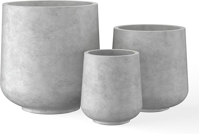 Kante 15.3"+11.6"+8.2" Dia Round Concrete Planter, Large Outdoor Indoor Planter Pots Containers w... | Amazon (US)