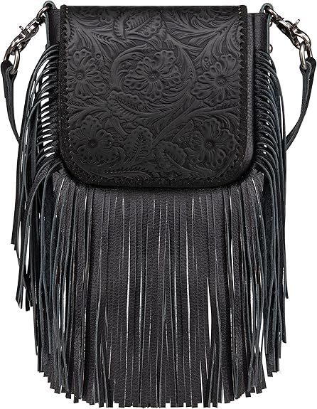 Montana West Genuine Leather Fringe Purse Western Crossbody Bag for Women | Amazon (US)