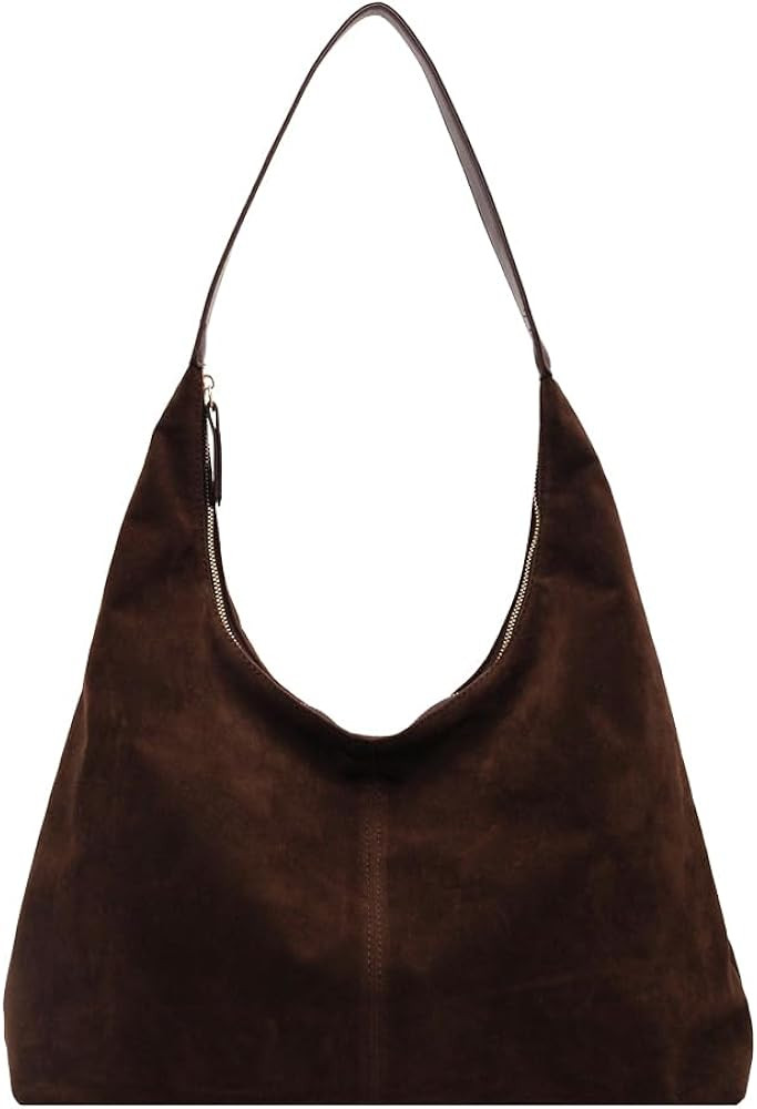 JQWYGB Suede Hobo Bags for Women Brown Suede Bag Slouchy Tote Bag Faux Suede Shoulder Bag Work Ba... | Amazon (US)