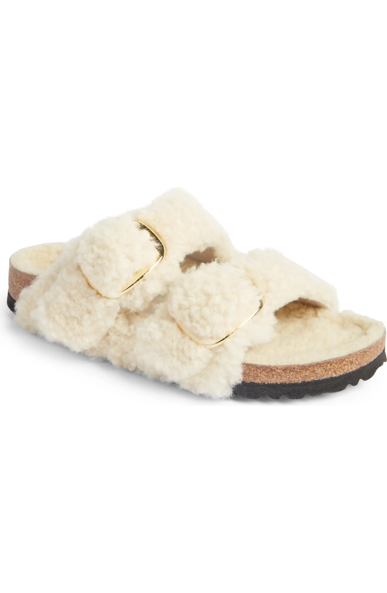 Birkenstock Arizona Big Buckle Genuine Shearling Slide Sandal (Women) | Nordstrom | Nordstrom