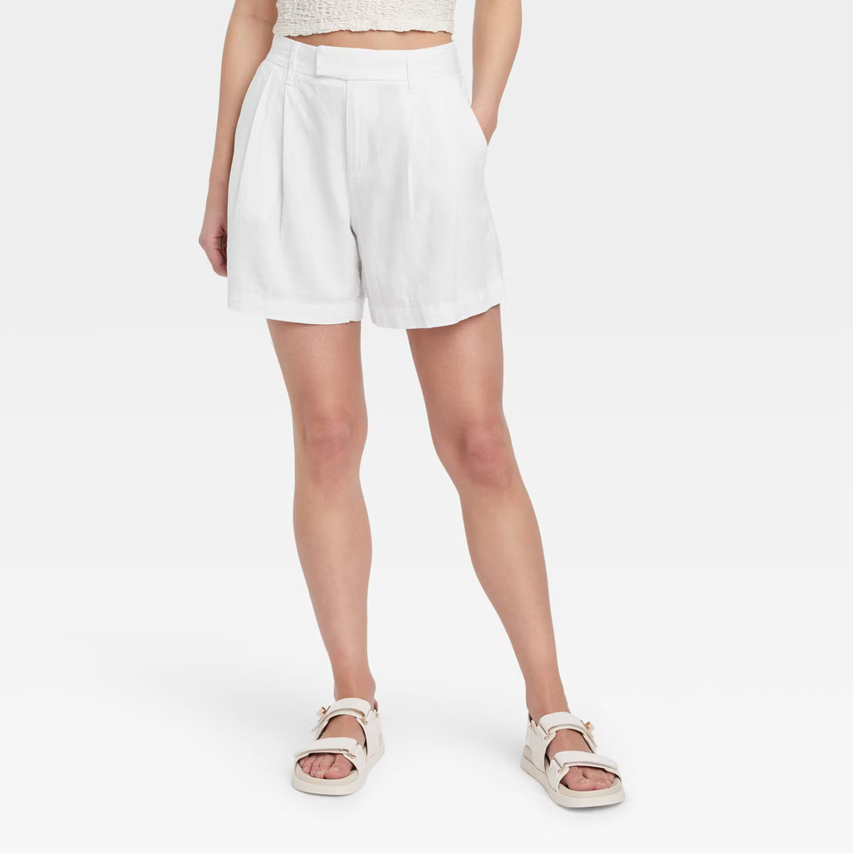 Women's High-Rise Tailored Linen Shorts - A New Day™ | Target