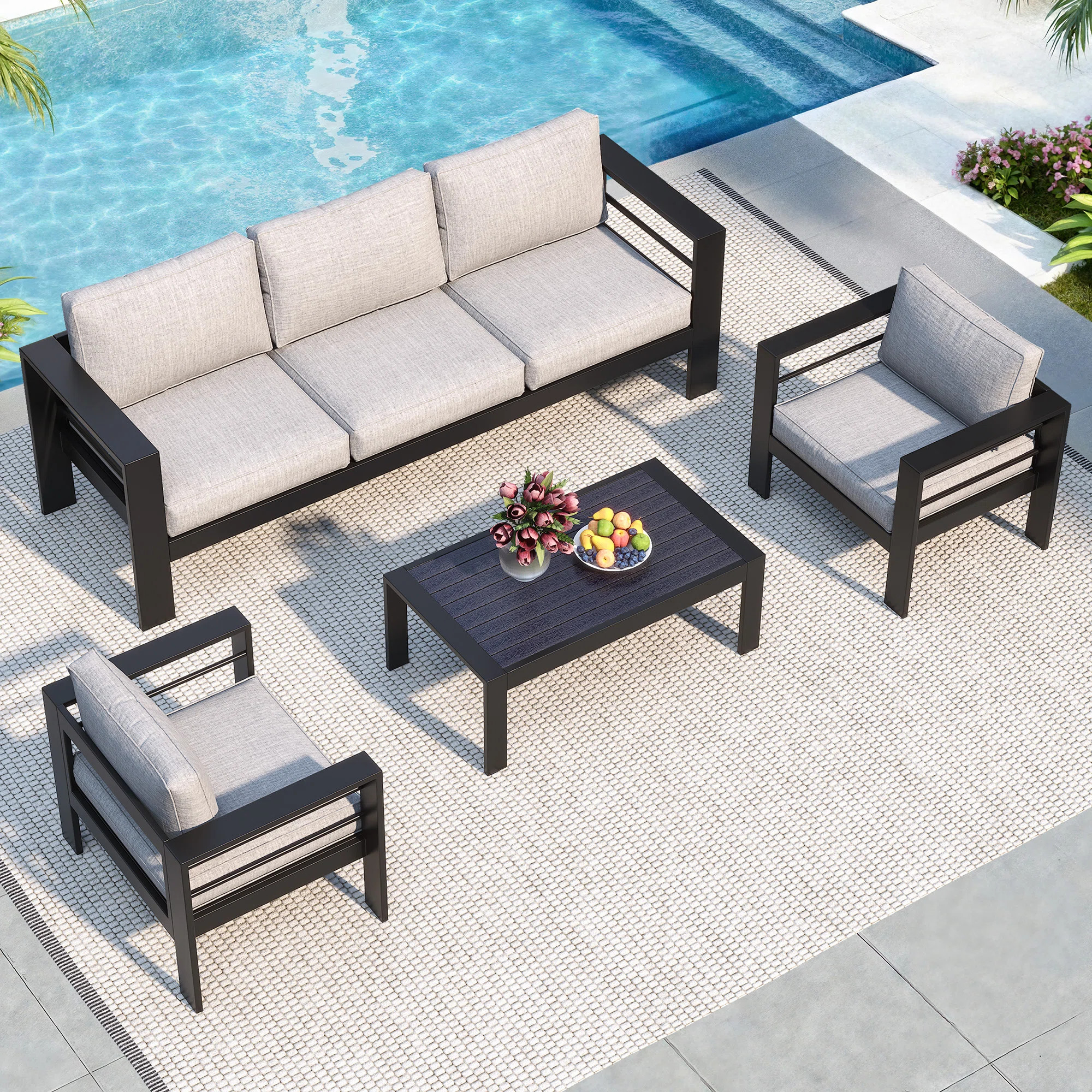 Brandtley 5-Person Metal Outdoor Seating Group With Cushions | Wayfair North America