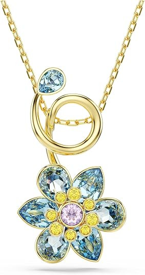 Swarovski Idyllia Pendant, Mixed cuts, Flower, Blue, Gold-Tone Finish | Amazon (US)