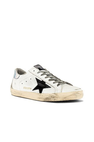 Golden Goose Superstar Leather Upper Suede Star & Spur Mirror Heel Sneaker in White | FWRD 