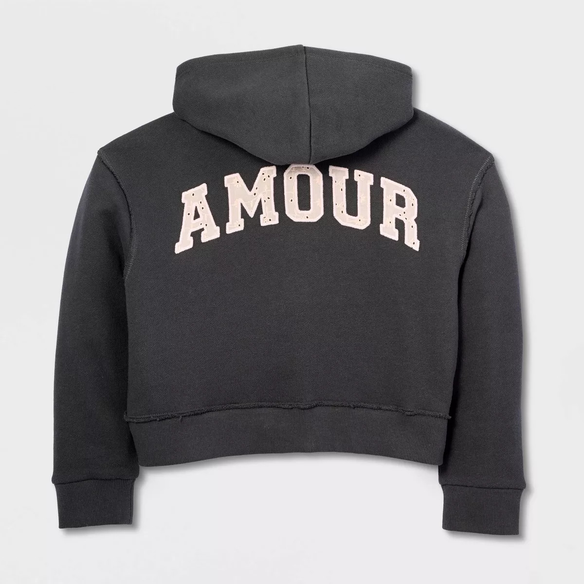 Girls' French Terry 'Amour' Graphic Hoodie Zip-Up Sweatshirt - Cat & Jack™ Charcoal Gray L | Target