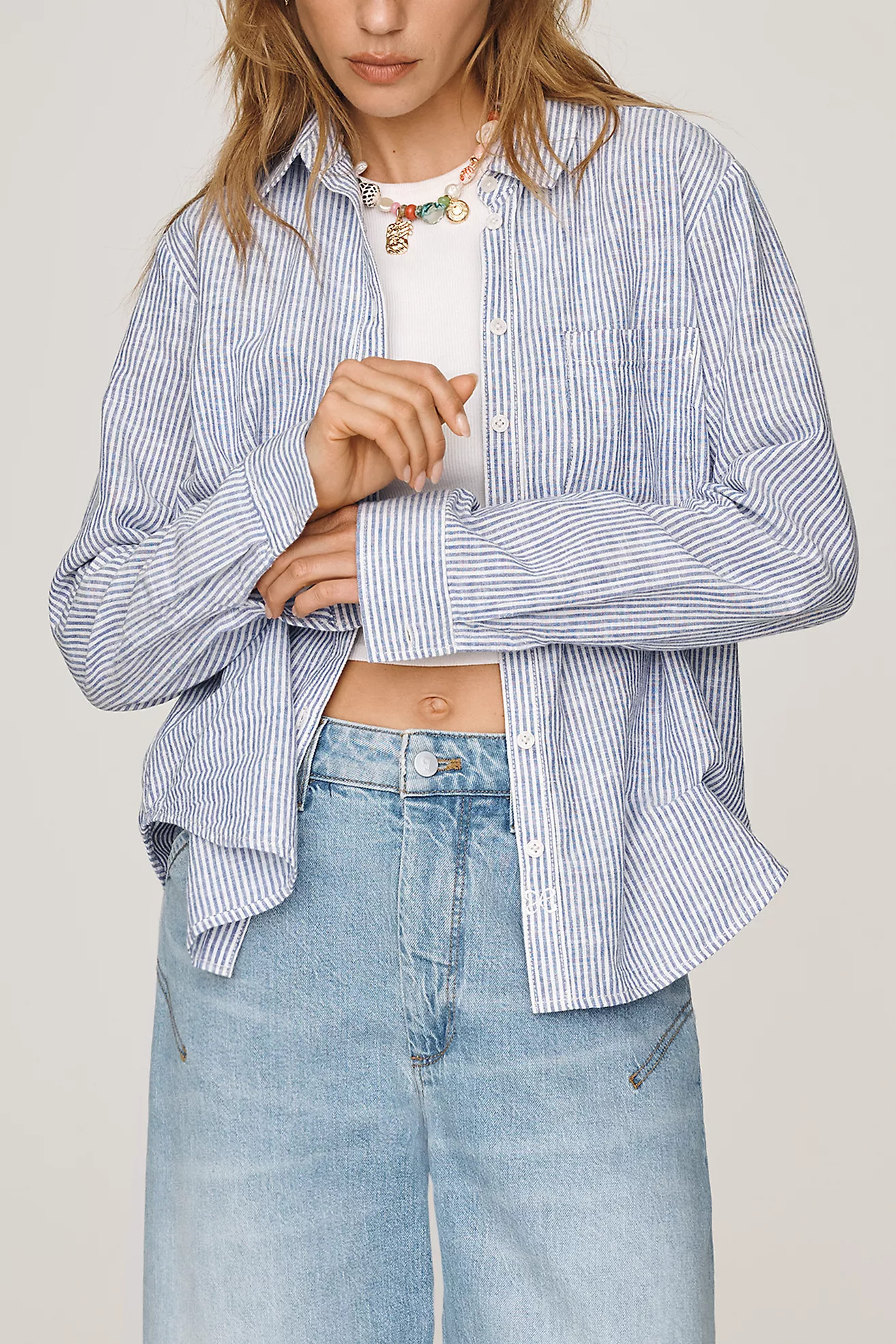 Kate Classic Linen Cotton Buttondown Shirt by Maeve | Anthropologie (US)