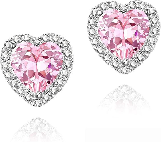 Cubic Zirconia Earrings Studs, CZ Stud Earrings YOMELA White Gold 10MM Square Round Teardrop Hear... | Amazon (US)