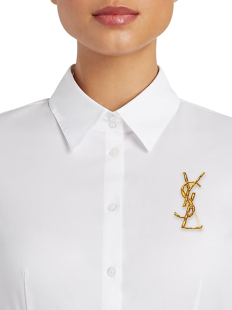 Goldtone Textured Logo Brooch | Saks Fifth Avenue