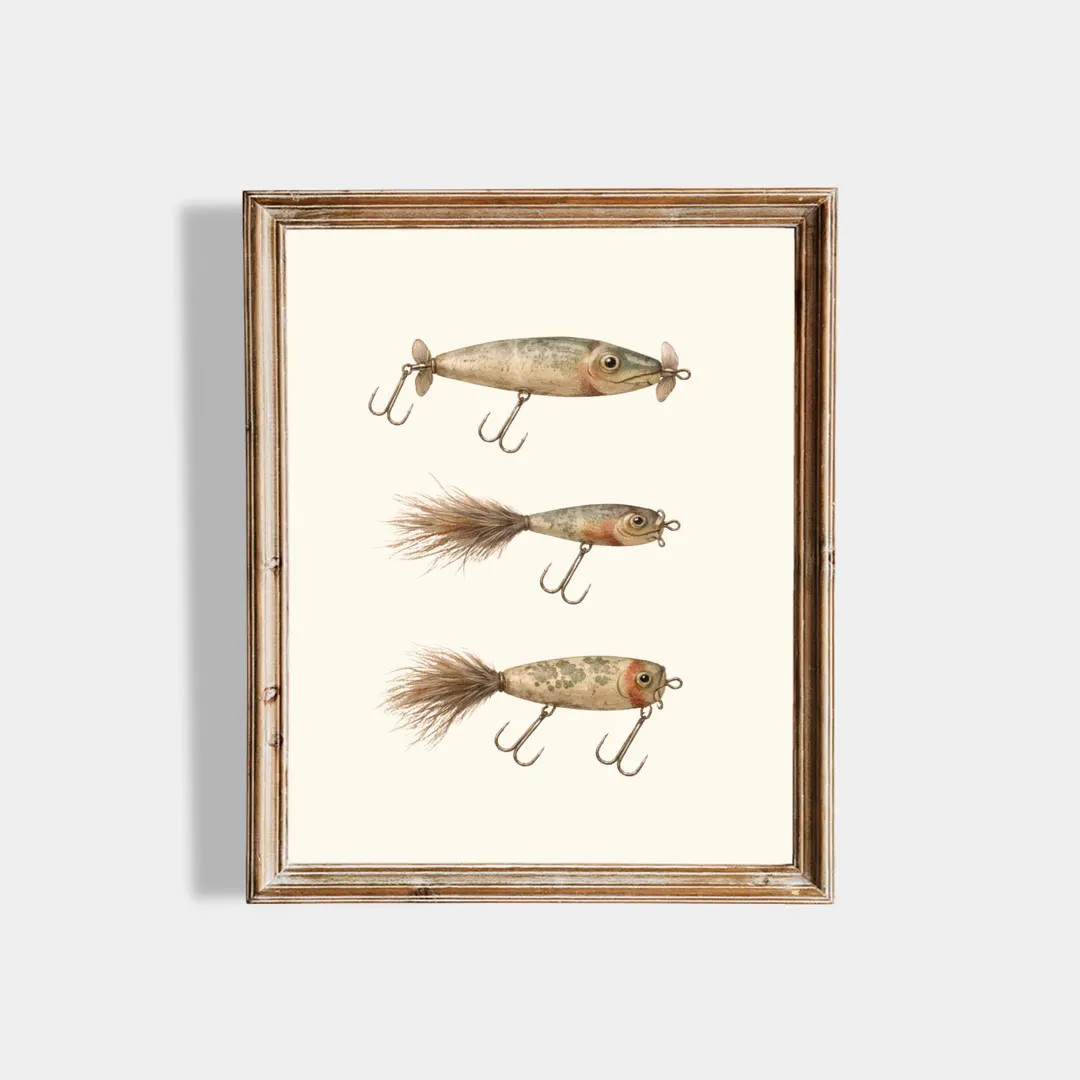 Vintage Fishing Lures Wall Art Printable, Fishing Nursery Decor, Rustic Cabin Wall Art, Hunting L... | Etsy (US)