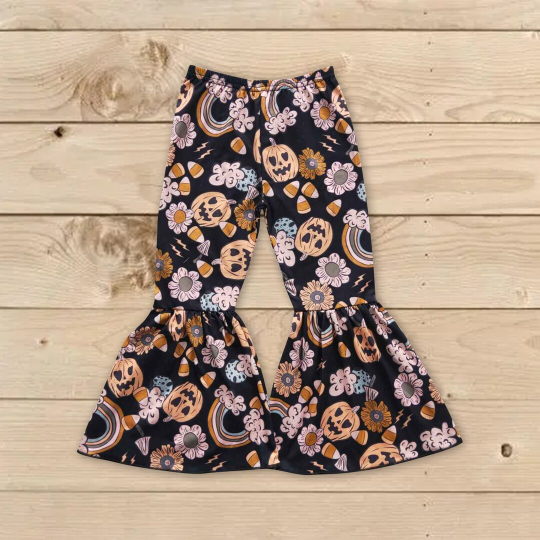 Halloween Baby Pants. Toddle Girls Pumpkin Bell Bottoms - Etsy | Etsy (US)