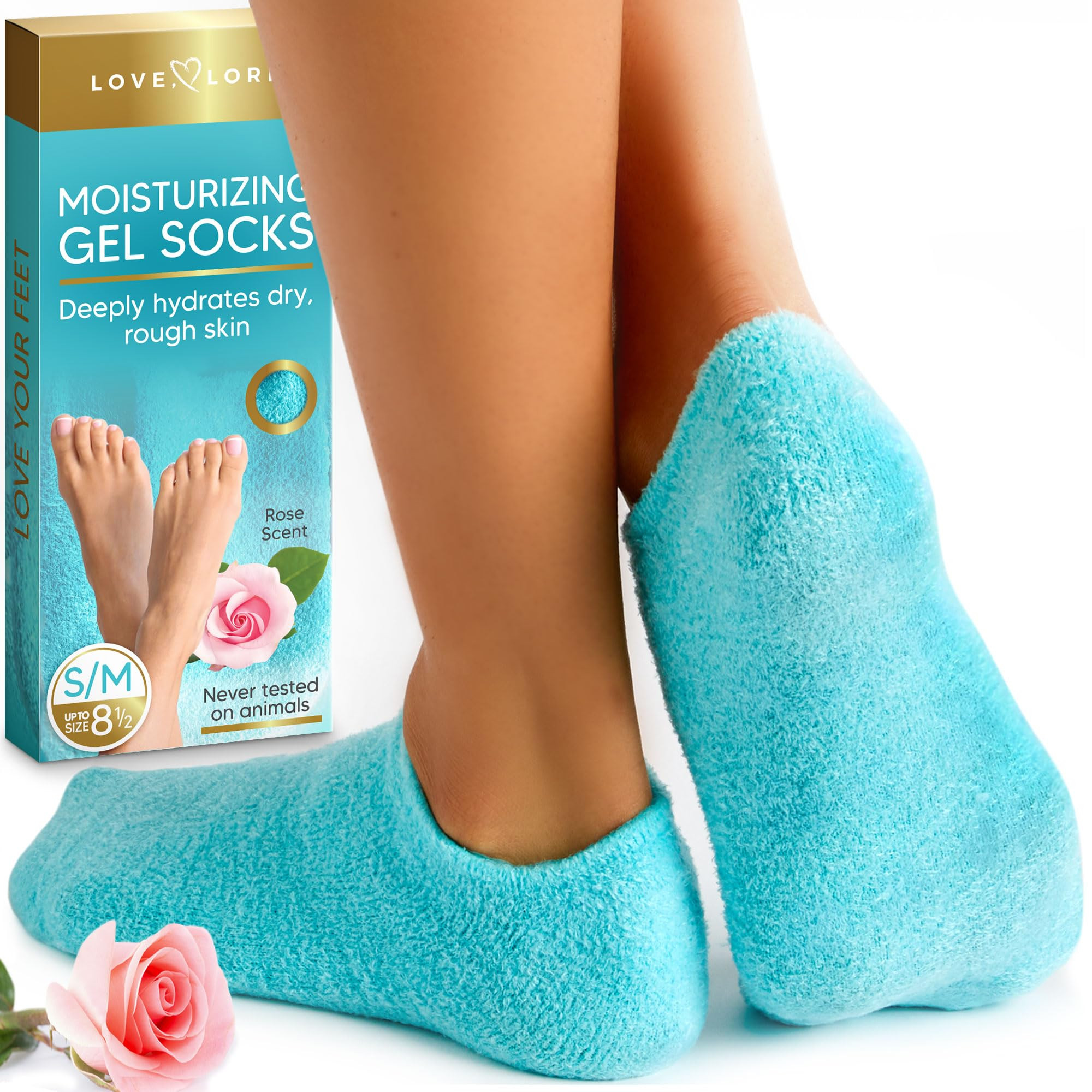Moisturizing Socks - Foot Care Gel Silicone Aloe Spa Socks (Up to Size 8.5) Infused with Vitamin ... | Amazon (US)