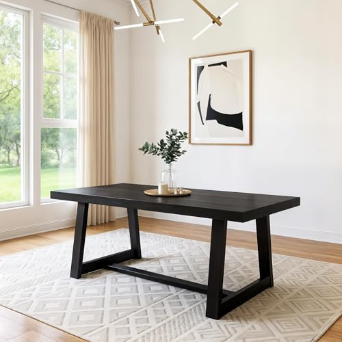 Plank+Beam Classic 72 Inch Dining Table, Rectangular, Black Wirebrush | Amazon (US)