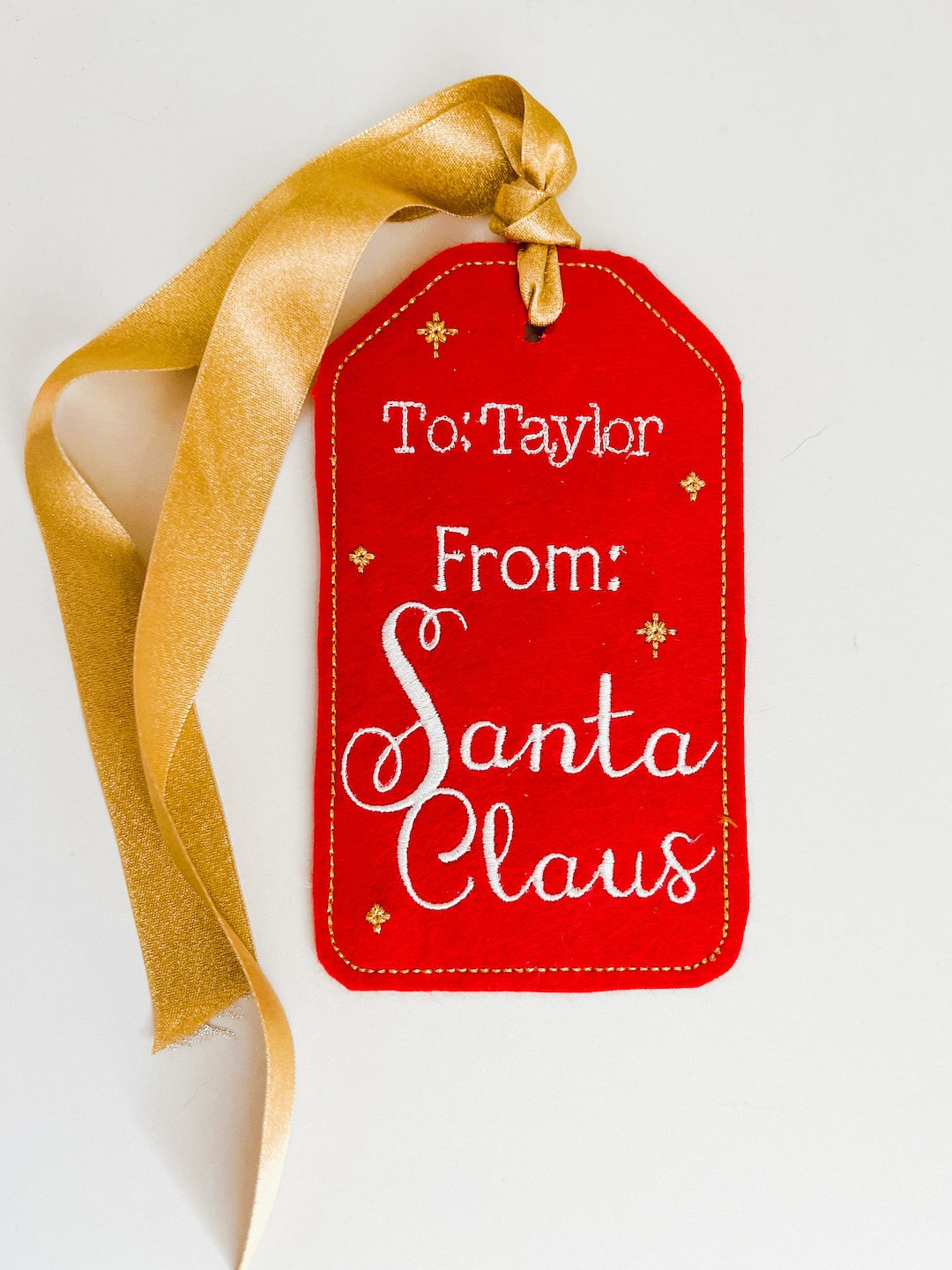 PERSONALIZED 6 Inch Embroidered From Santa Gift Tag - Etsy | Etsy (US)