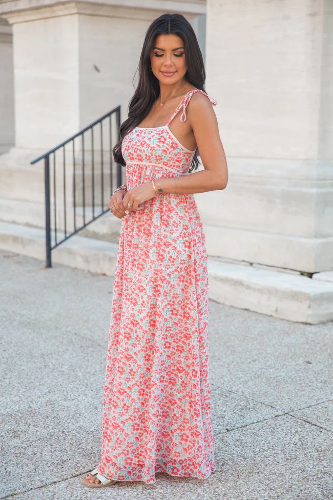 Take A Cruise Floral Print Square Neck Maxi Dress | Pink Lily