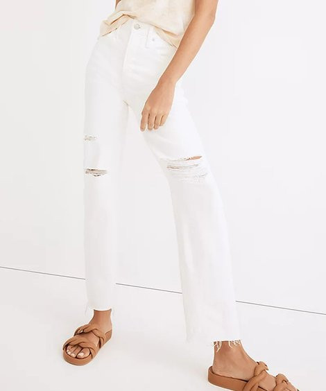 Madewell Tile White Distressed Mid-Rise Straight-Leg Jeans - Women | Zulily