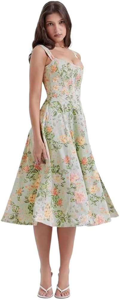 Slim Suspender Sexy Split Elastic Floral Dress. | Amazon (US)