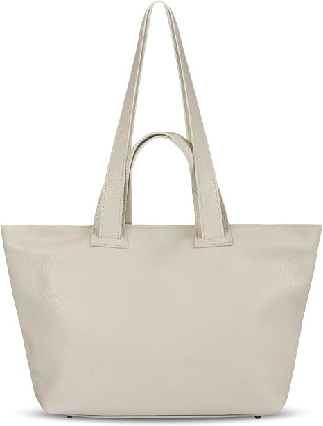 Italian Full-Grain Leather Tote Bag for Women, Soft Shoulder Purse (Beige) | Amazon (US)