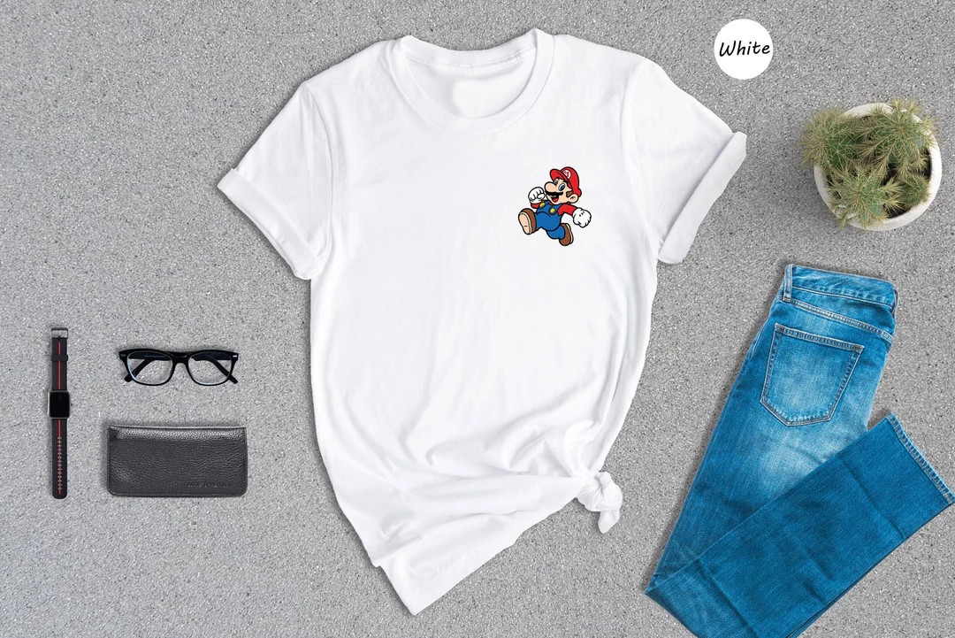 Cute Mario Shirt Retro Gamer Shirt Pocket Mario Gift Gift - Etsy | Etsy (US)