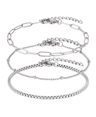 Tarnish Resistant Silver Chain Bracelet Set | Macy's
