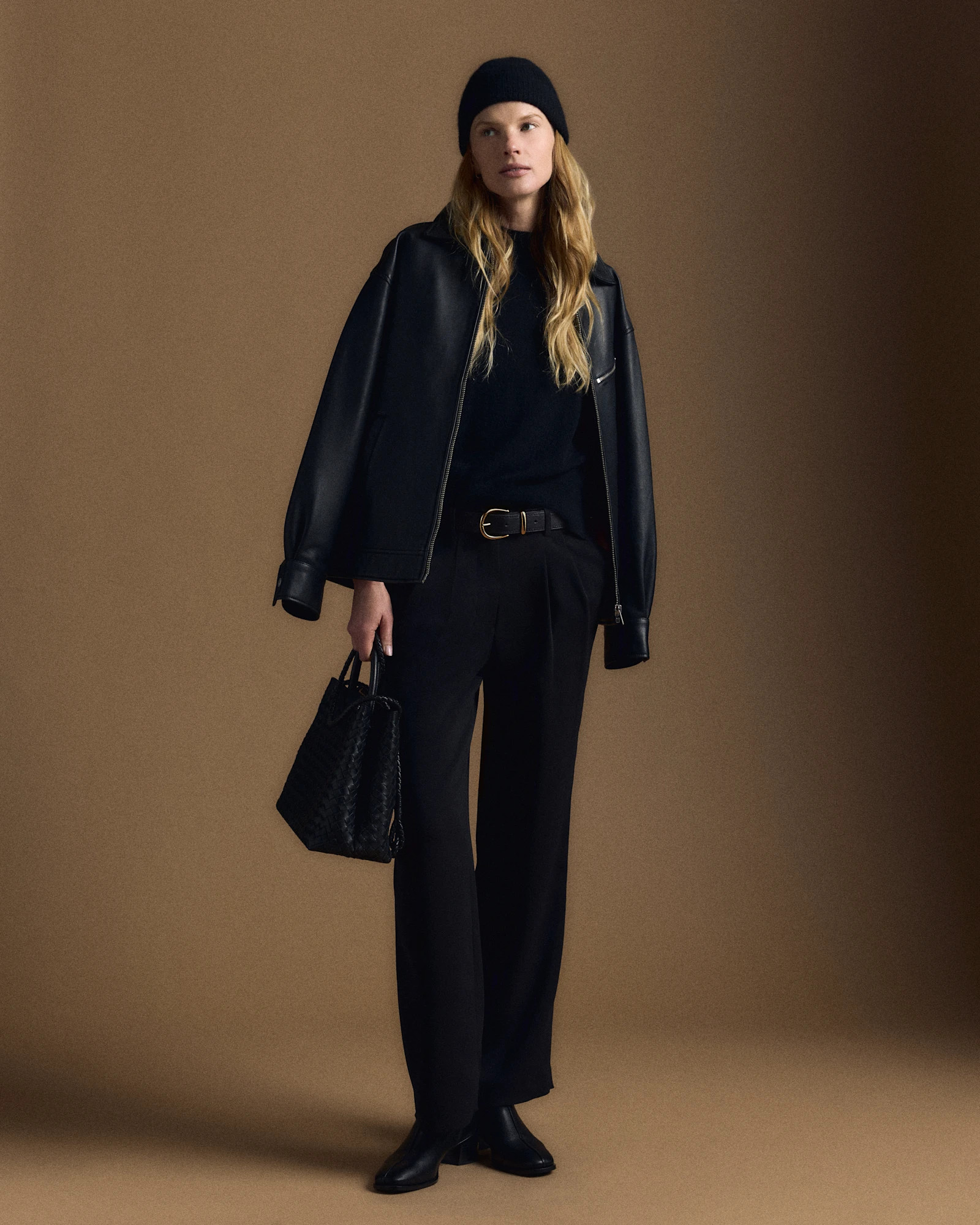 100% Leather Oversized Bomber Jacket | Quince