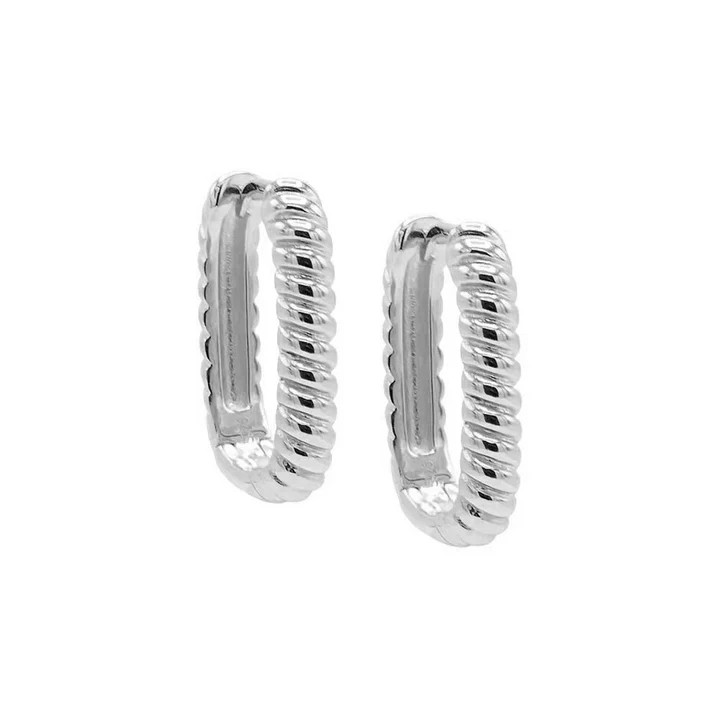 Wide Solid Ridged Oval Shape Huggie Earring | Adina Eden