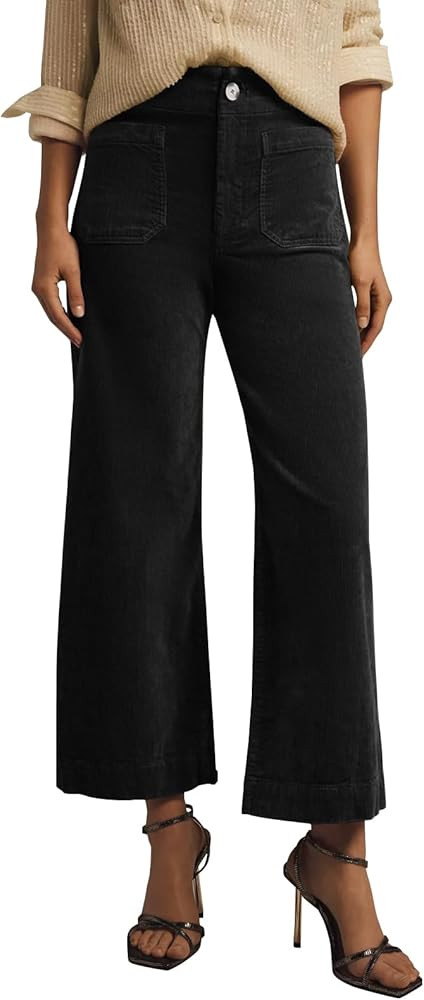 miduo Womens Casual Button Zipper High Waisted Straight Leg Wide Leg Corduroy Pants with Pockets ... | Amazon (US)