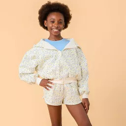 Blogilates Girls' Mommy & Me Marshmallow Hoodie - White Floral Print XS | Target